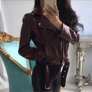 🚫NOT AVAILABLE 🚫Faux Patent Leather Moto Jacket